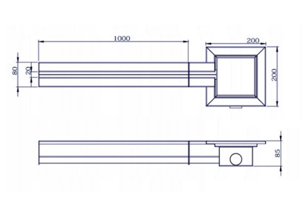 Set 2M štrbinový žľab vpust a dve metrové ramená (2m) 3