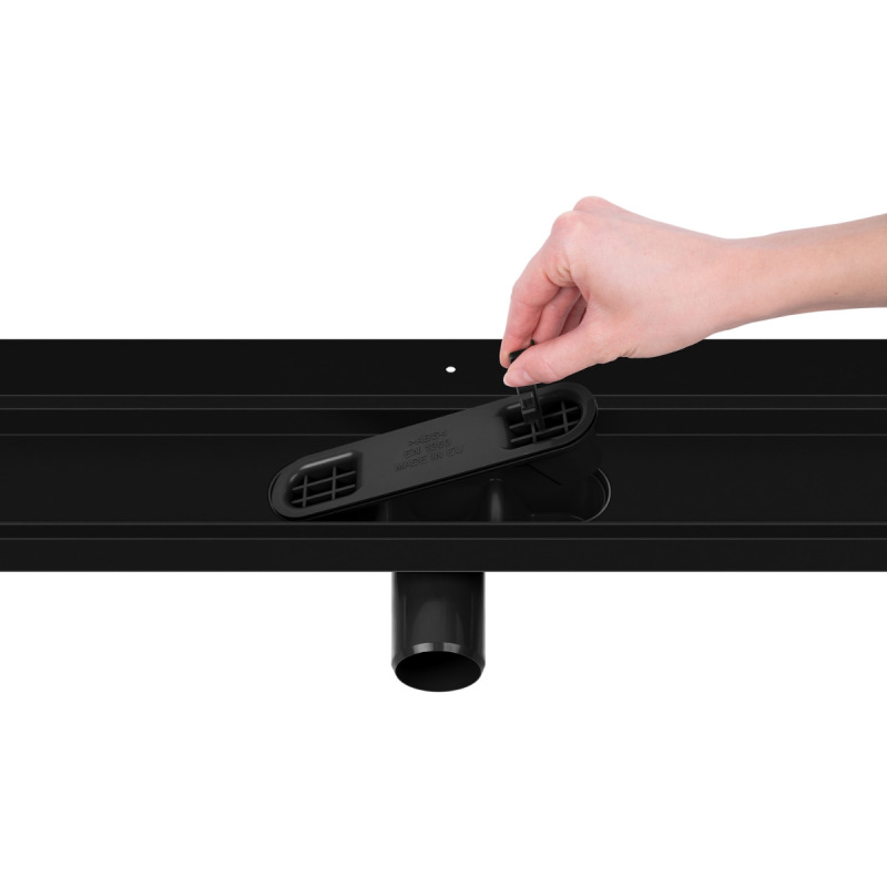 Prístenný sprchový žľab do sprchy ku stene PREMIUM PRO BLACK 60 - 100 cm 6