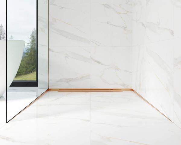 ČELNÁ LIŠTA DO SPRCHOVÉHO KÚTA MEDENÁ LESKLÁ - ROSE GOLD 2