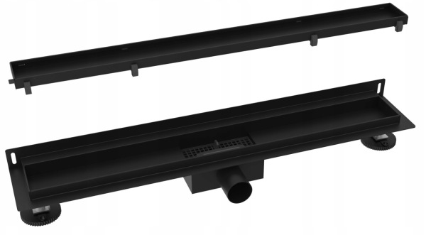 Prístenný sprchový žľab do sprchy ku stene čierny 60 - 100 cm 3