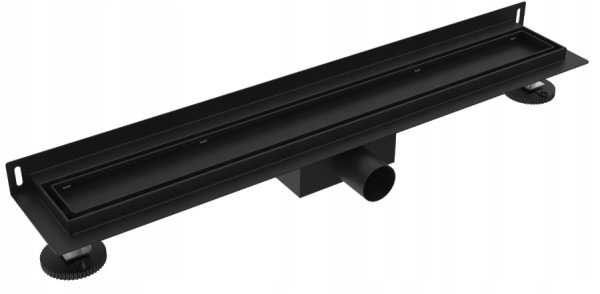 Prístenný sprchový žľab do sprchy ku stene čierny 60 - 100 cm